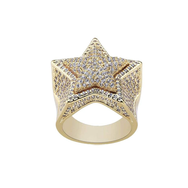 Iced Out Gold Double Stars Ring