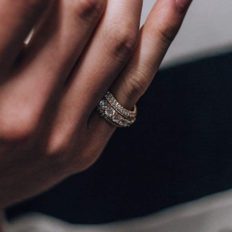 Iced Out Gold Spinning Layered Tennis Ring
