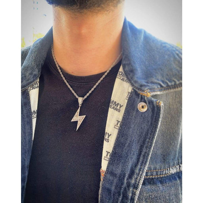 Iced Out Lightning Bolt Pendant