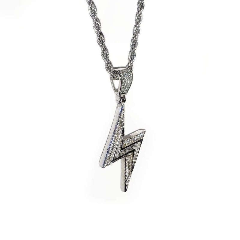 Iced Out Lightning Bolt Pendant