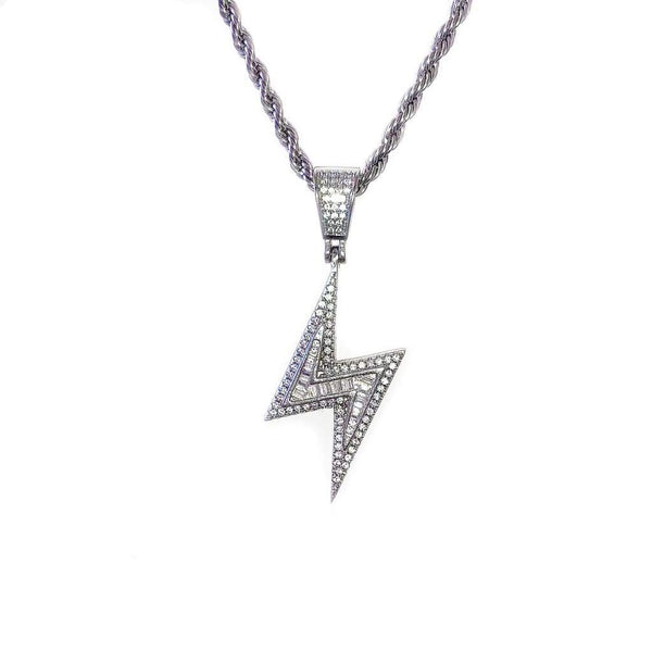 Iced Out Lightning Bolt Pendant
