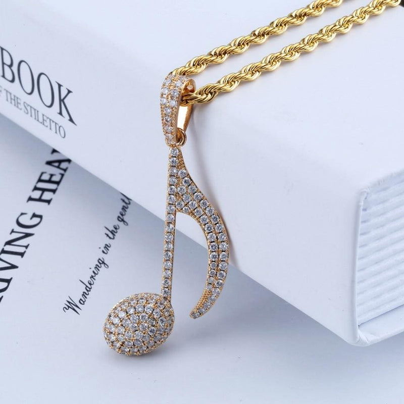 Iced Out Musical Note Pendant