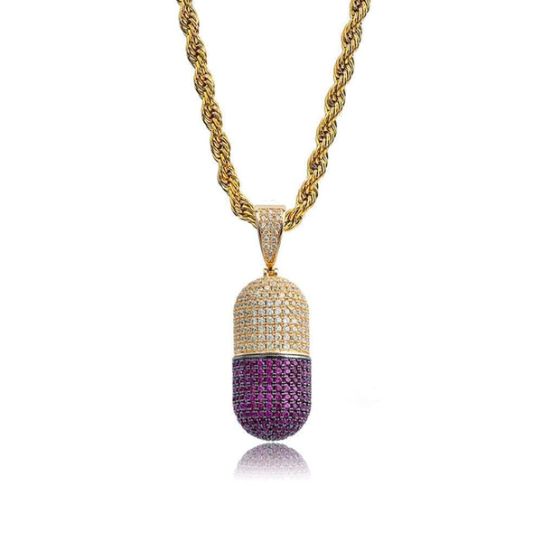 Pill Pendant Iced Out