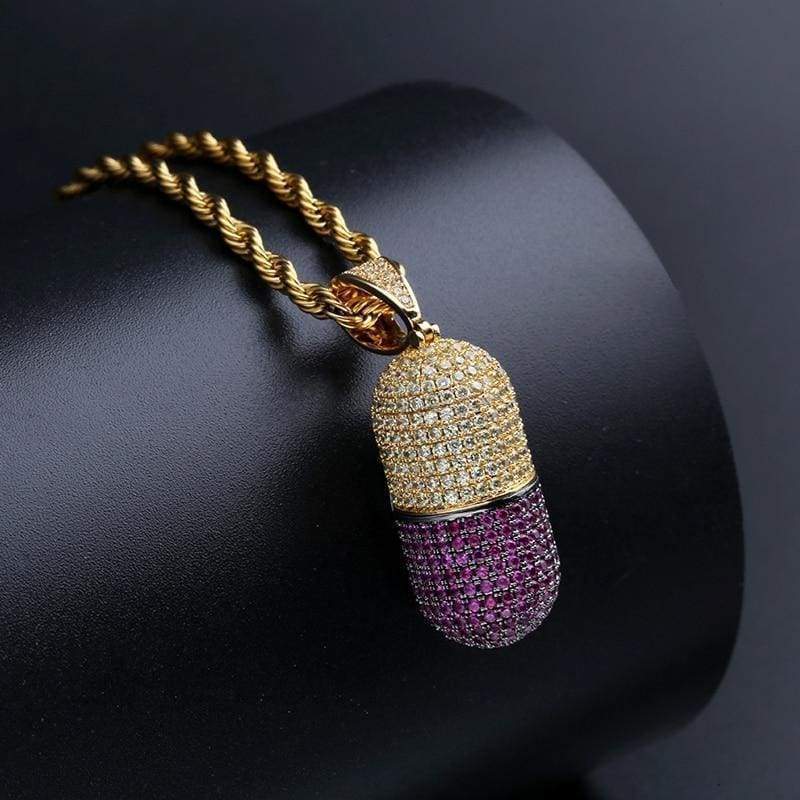 Pill Pendant Iced Out