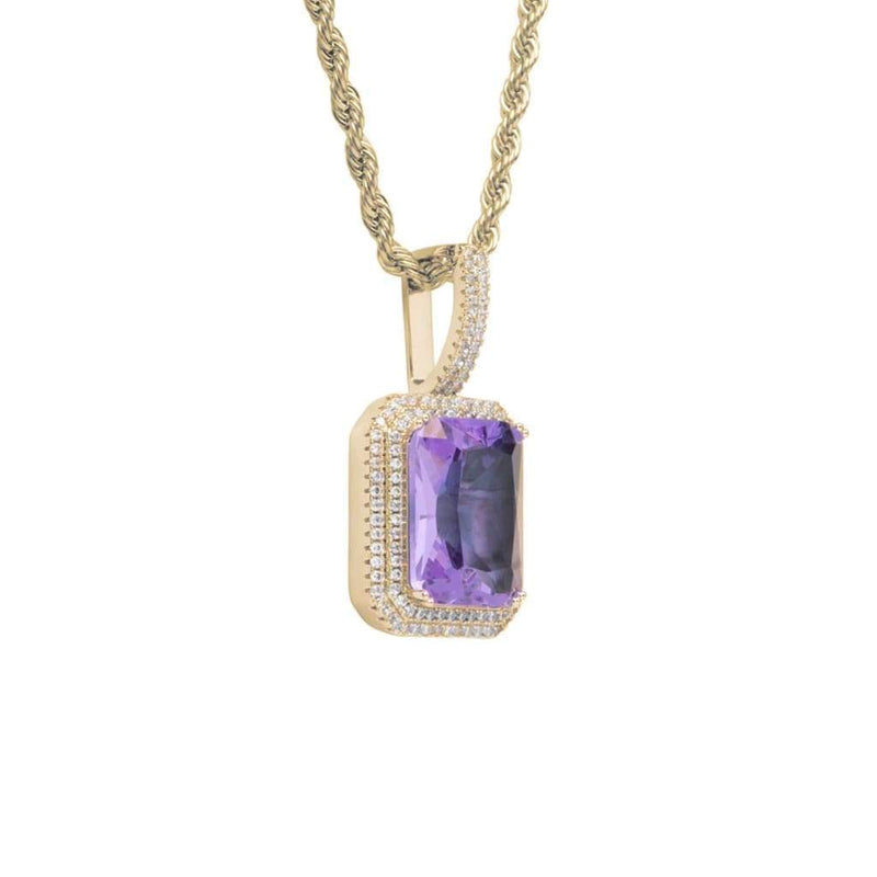Iced Out Purple Gemstone Pendant