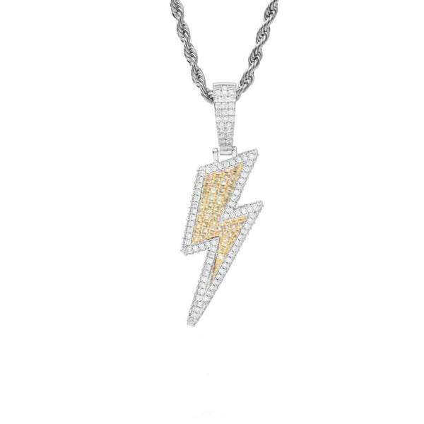 Two Tone Thunder Pendant Iced Out