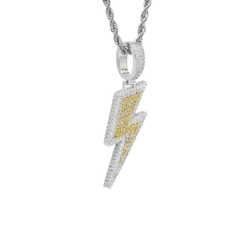 Two Tone Thunder Pendant Iced Out