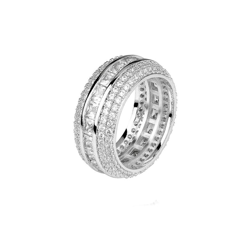 Iced Out White Gold 1 Layer Baguette Ring