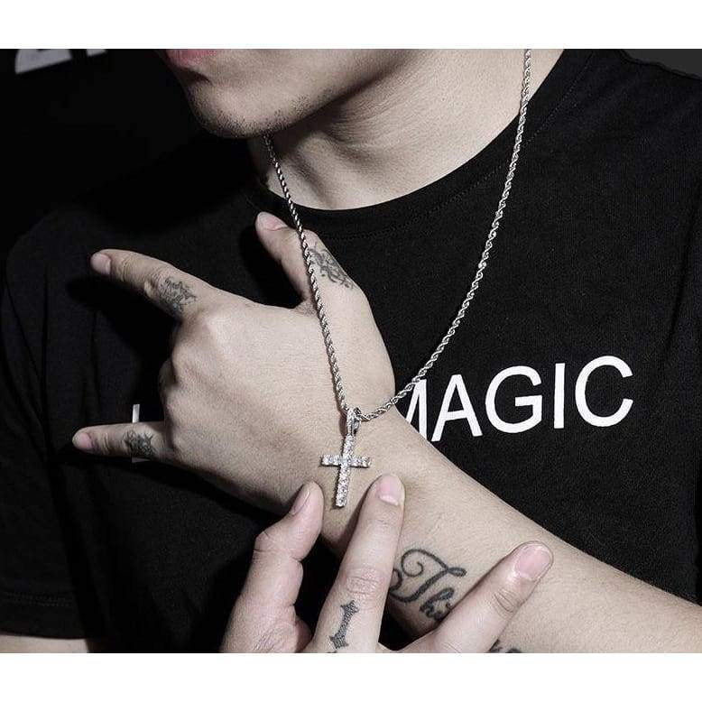 Iced Out White Gold Cross Pendant