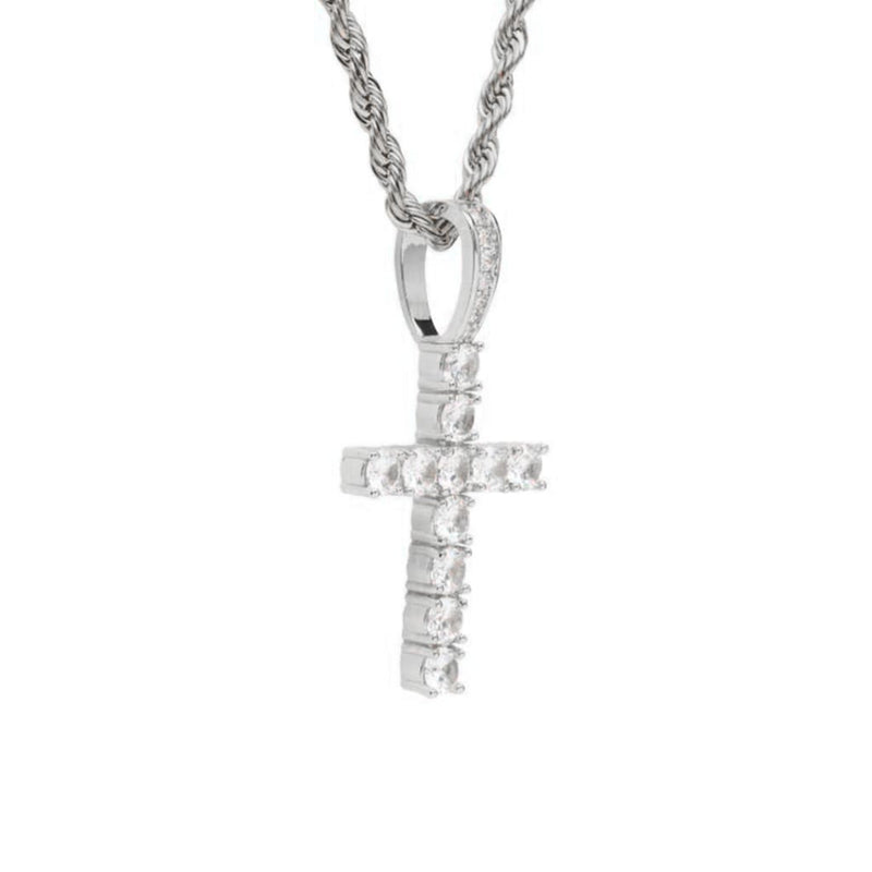 Iced Out White Gold Cross Pendant