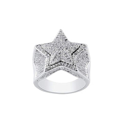 Iced Out White Gold Double Stars Ring
