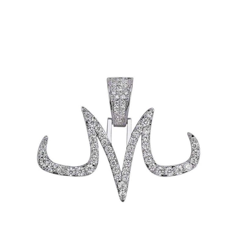 Iced Out White Gold Majin "M" Pendant
