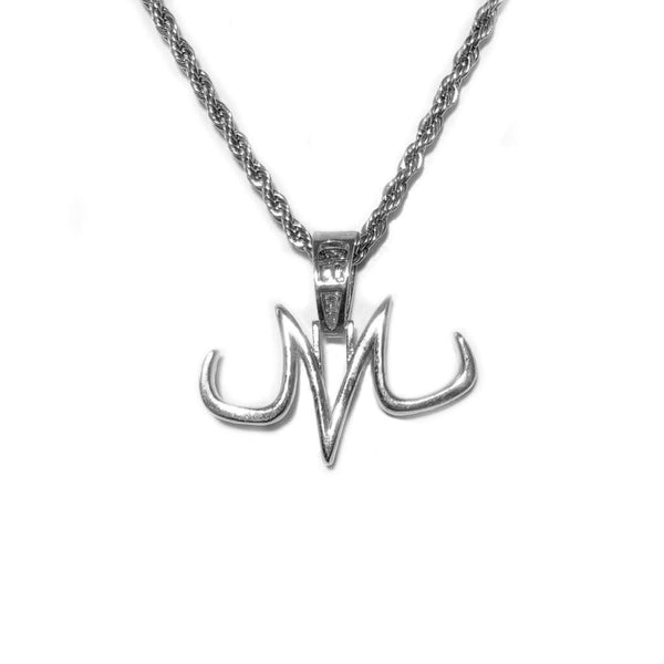 Iced Out White Gold Majin "M" Pendant