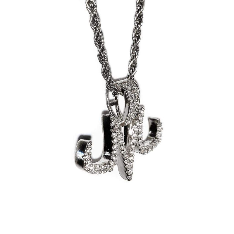 Iced Out White Gold Majin "M" Pendant