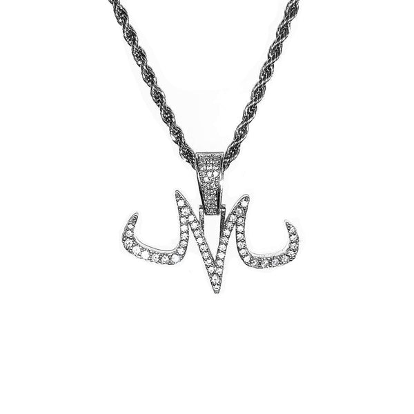Iced Out White Gold Majin "M" Pendant