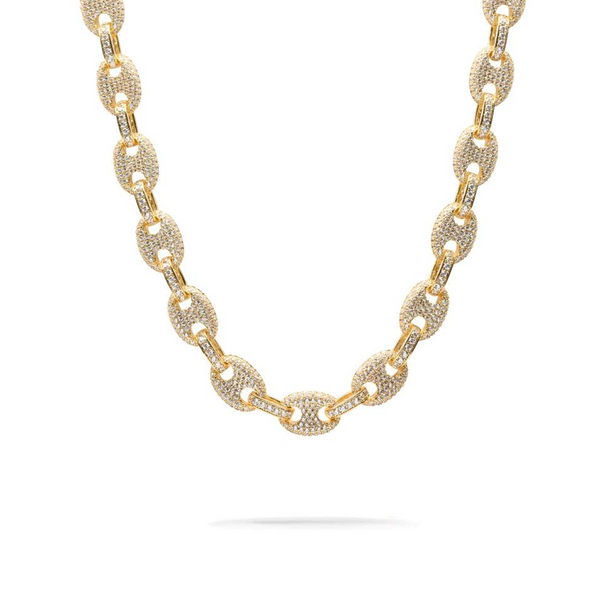 11mm Iced Out Gold Gucci Link Chain