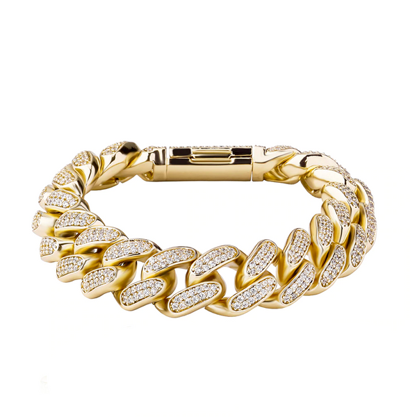 16mm Iced Out Gold Cuban Link Bracelet