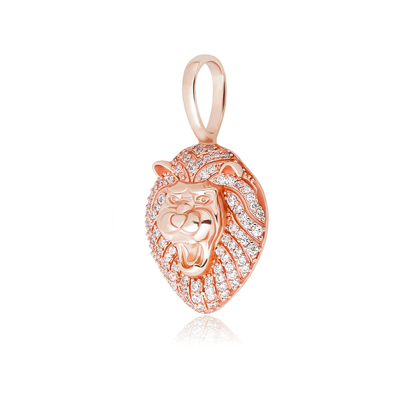 Rose Gold Lion Pendant Iced Out