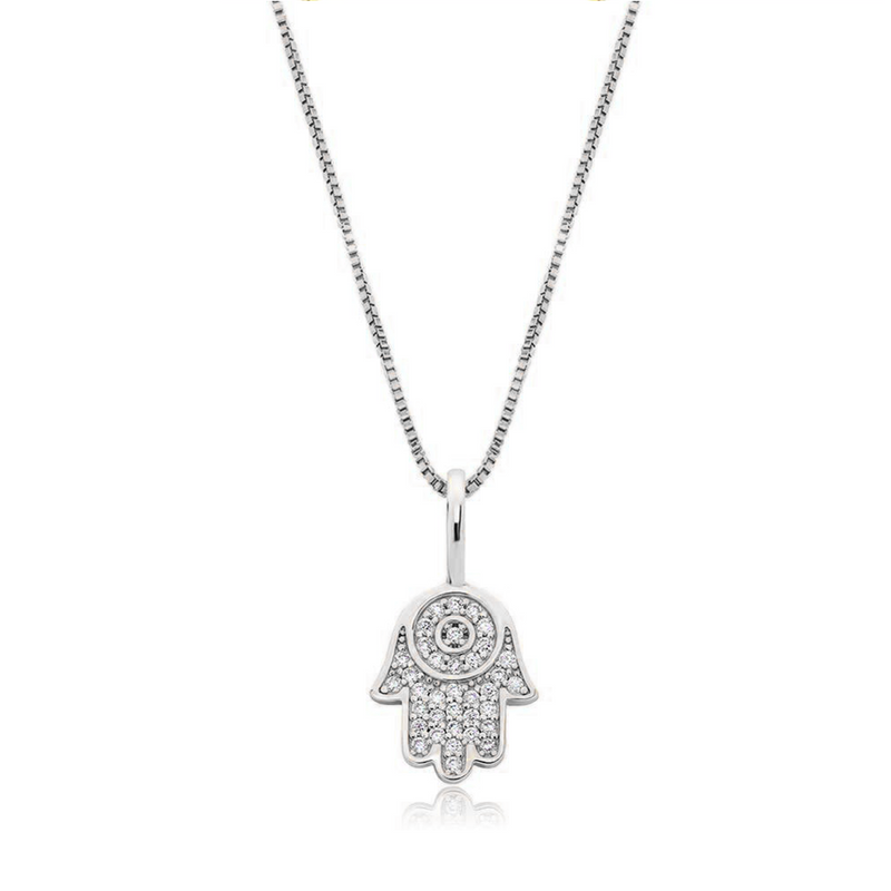 White Gold Hand Pendant Iced Out