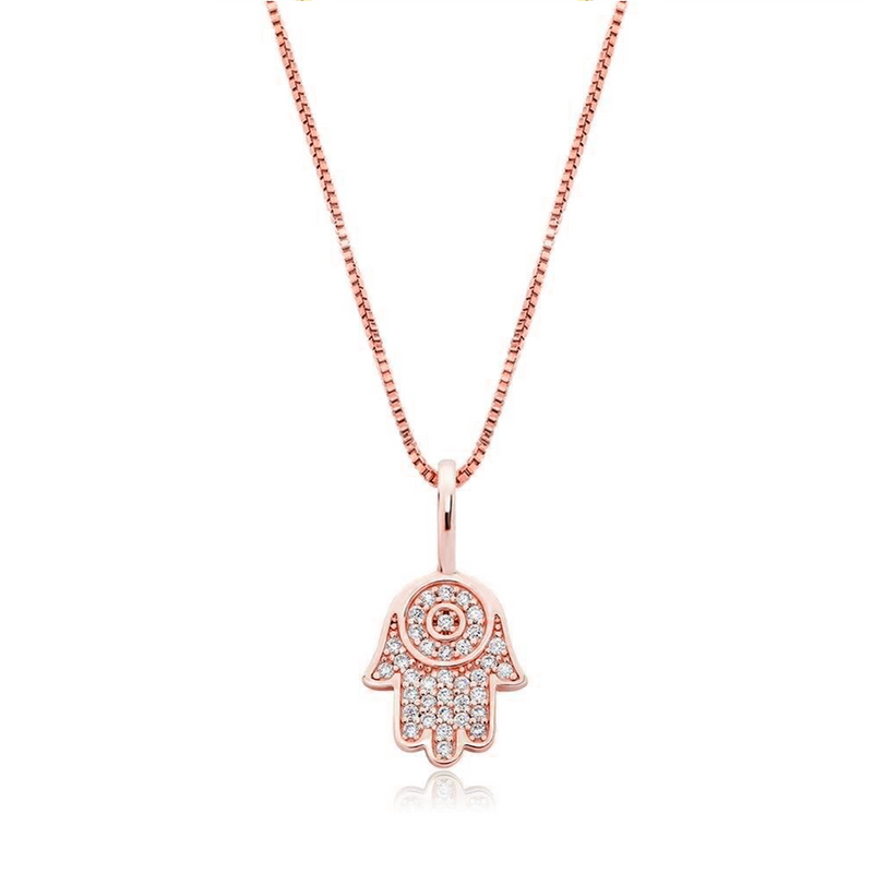 Rose Gold Hand Pendant Iced Out
