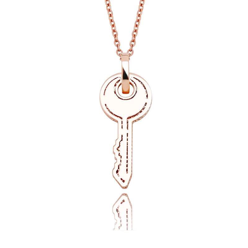 Rose Gold Key Pendant Iced Out