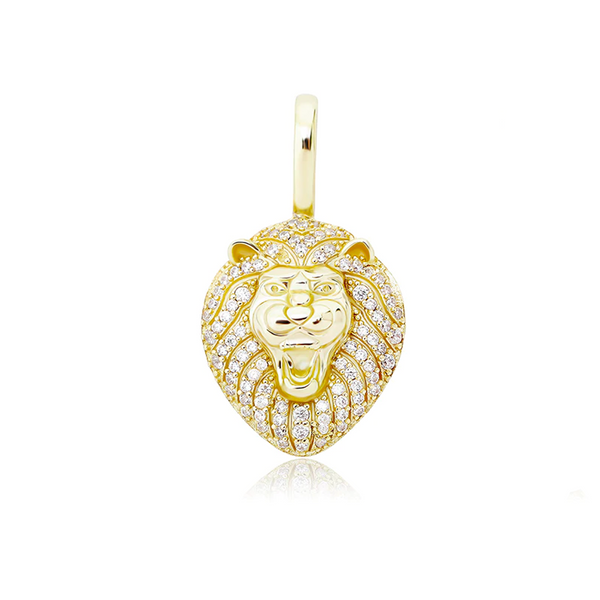 Gold Lion Pendant Iced Out
