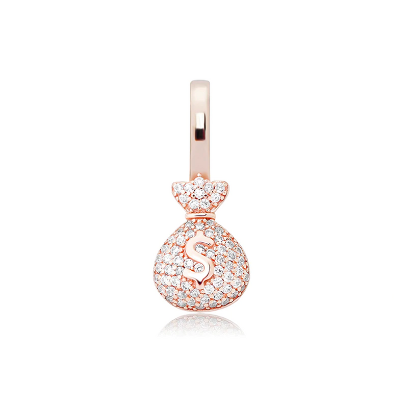 Rose Gold Money Pendant Iced Out