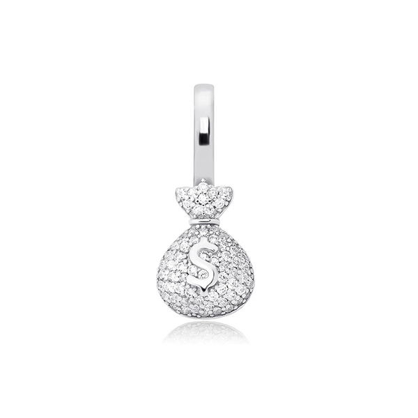 White Gold Money Pendant Iced Out