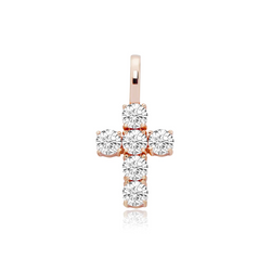 Rose Gold Small Cross Pendant Iced Out