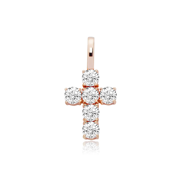 Rose Gold Small Cross Pendant Iced Out