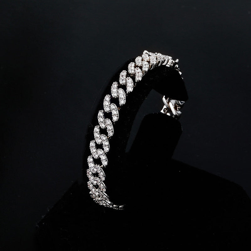 Iced Out White Gold Cuban Link Bracelet 8mm