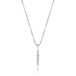 White Gold Knife Pendant Iced Out