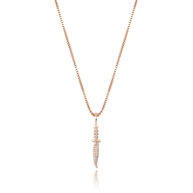 Rose Gold Knife Pendant Iced out