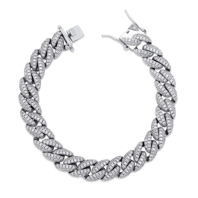 Little White Gold Cuban Link Bracelet 8,5mm
