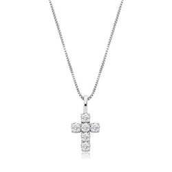 White Gold Small Cross Pendant Iced Out