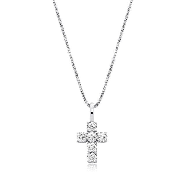 White Gold Small Cross Pendant Iced Out