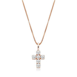 Rose Gold Small Cross Pendant Iced Out