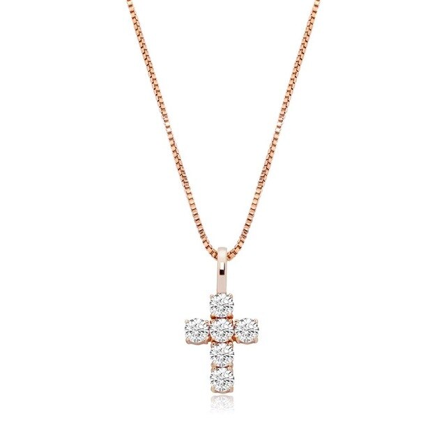 Rose Gold Small Cross Pendant Iced Out