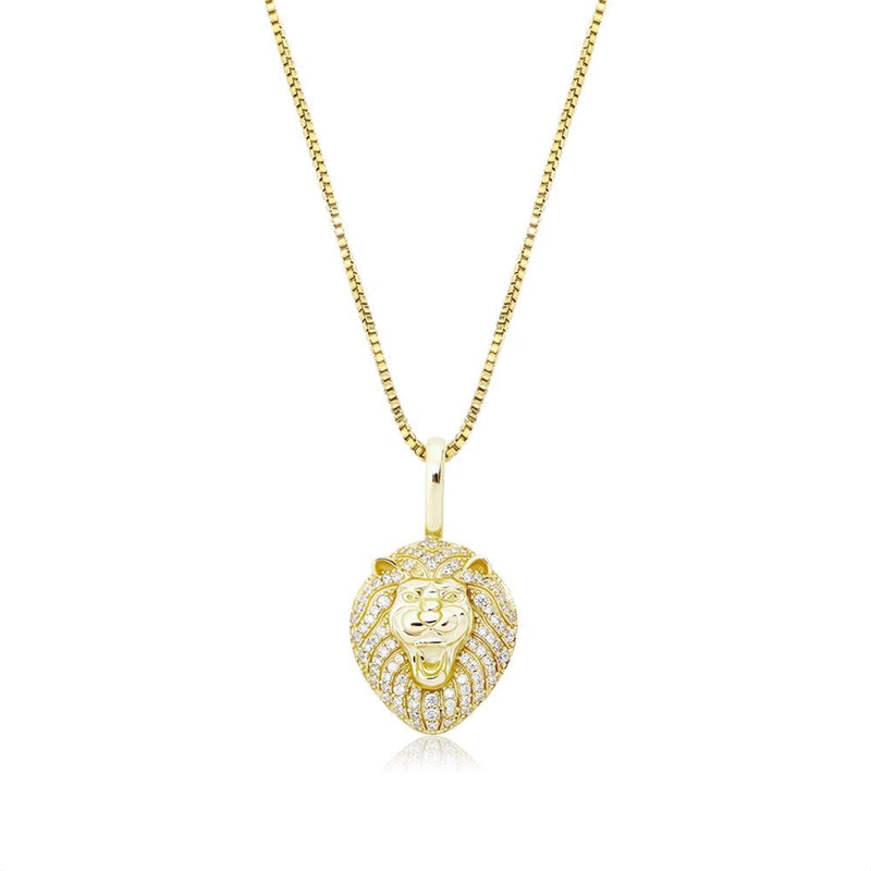 Gold Lion Pendant Iced Out