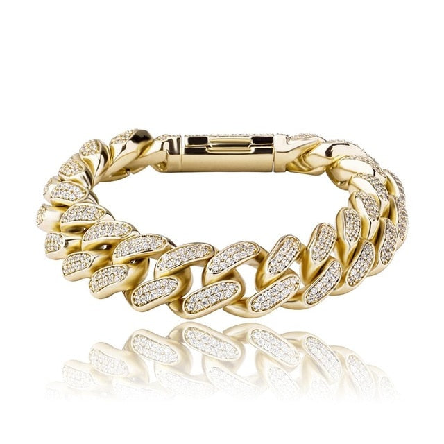 Iced Out Gold Cuban Link Bracelet 16mm