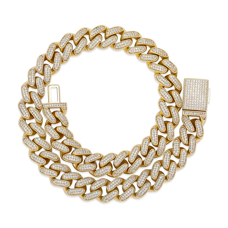 16mm Iced Out Gold Cuban Link Chain