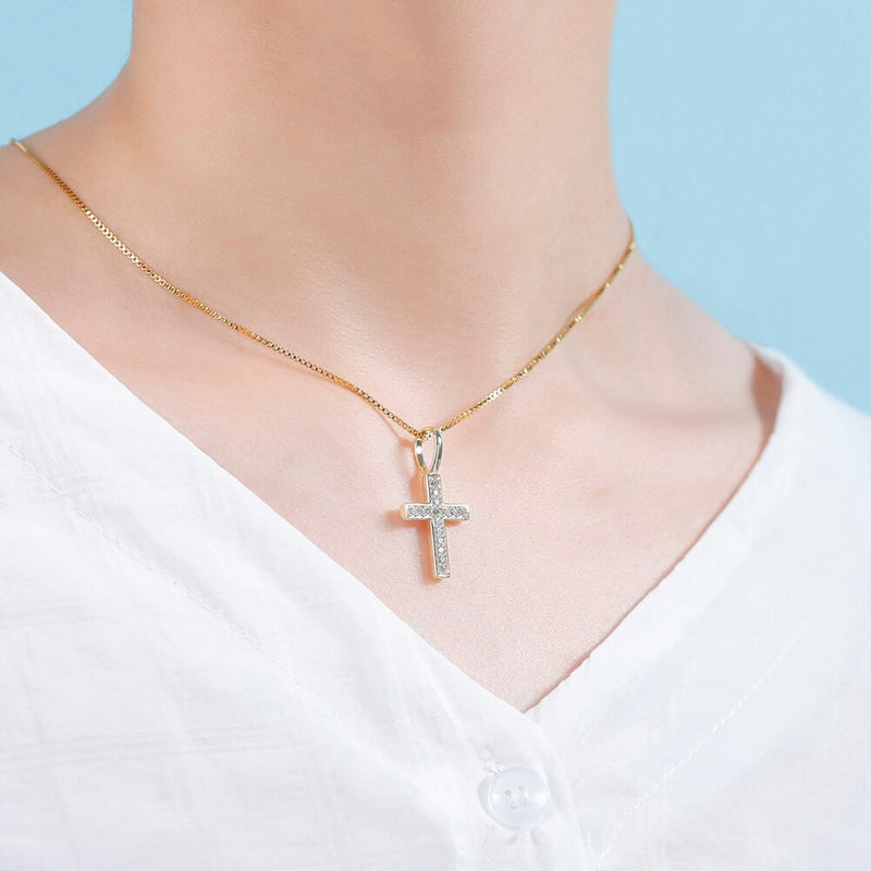 Gold Diamond Cross Pendant Iced Out
