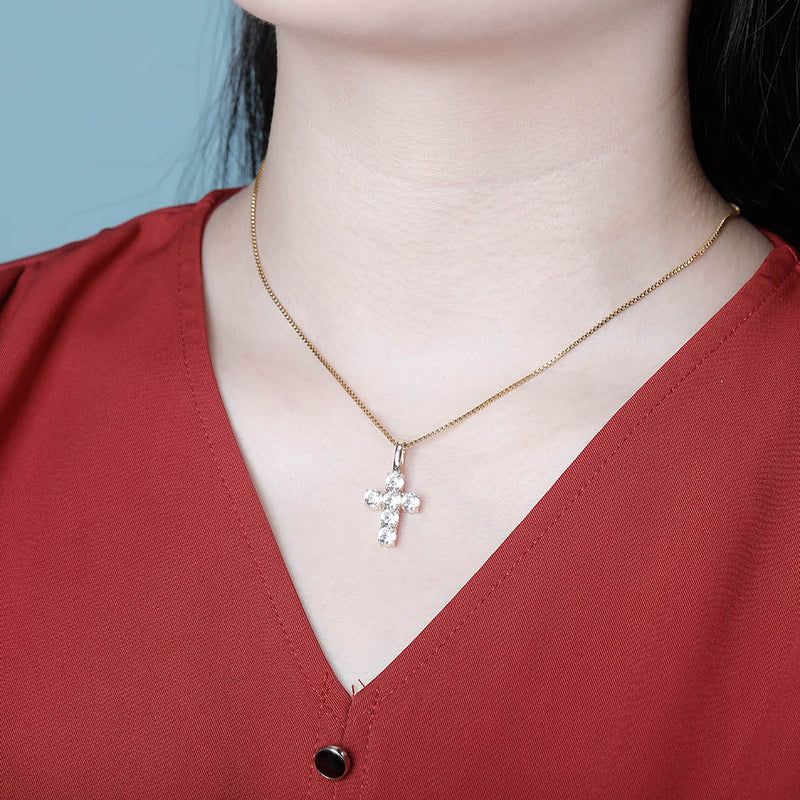 Gold Small Cross Pendant Iced Out