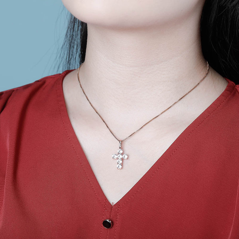 Rose Gold Small Cross Pendant Iced Out