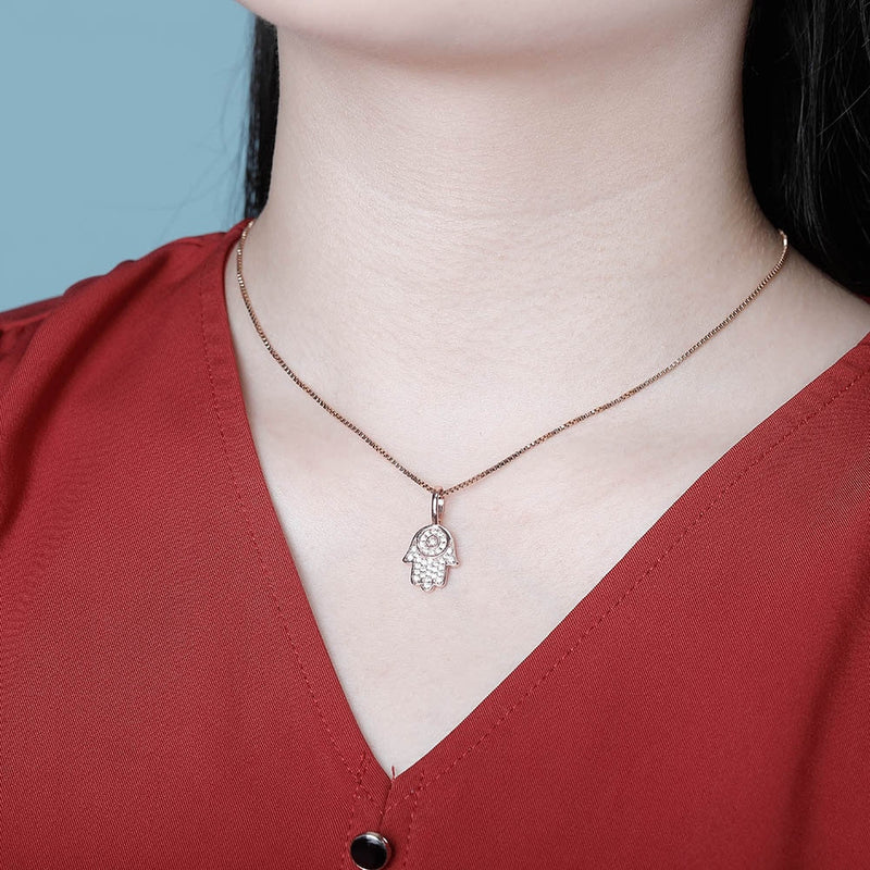 Rose Gold Hand Pendant Iced Out