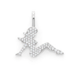 White Gold Girl Pendant Iced Out