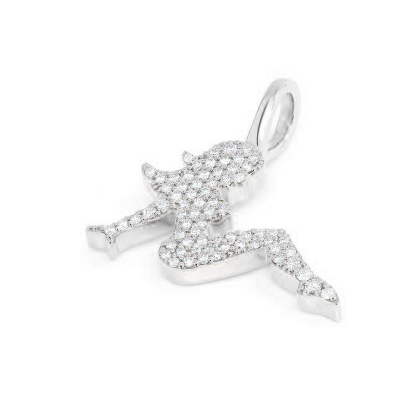 White Gold Girl Pendant Iced Out