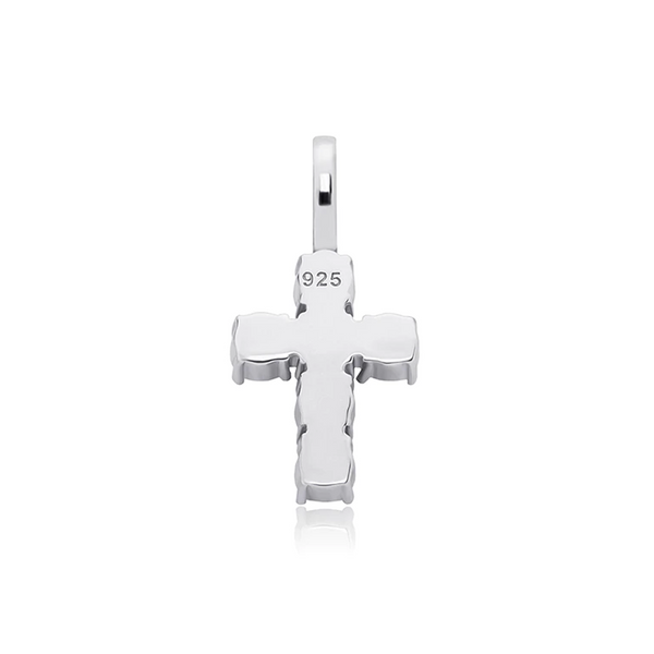 White Gold Small Cross Pendant Iced Out