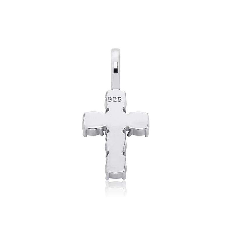White Gold Small Cross Pendant Iced Out