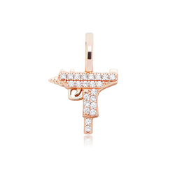 Rose Gold Gun Pendant Iced Out